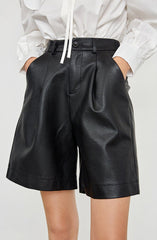 Victoria Pleated Leather Shorts