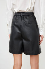 Victoria Pleated Leather Shorts