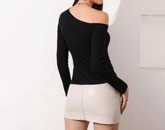 Asymmetrical Knit Top In Black - Fronts Australia 