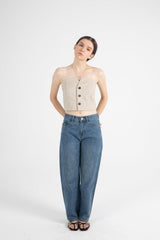 Button Down Bustier Crop Top - Fronts Australia 